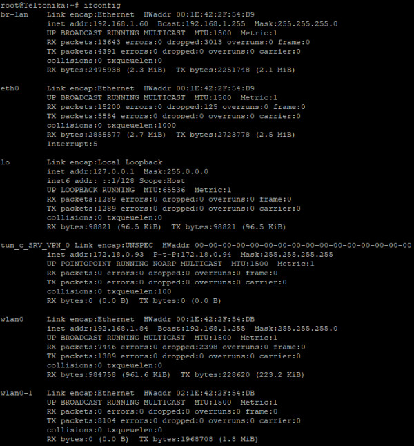 Check with ifconfig in the cli